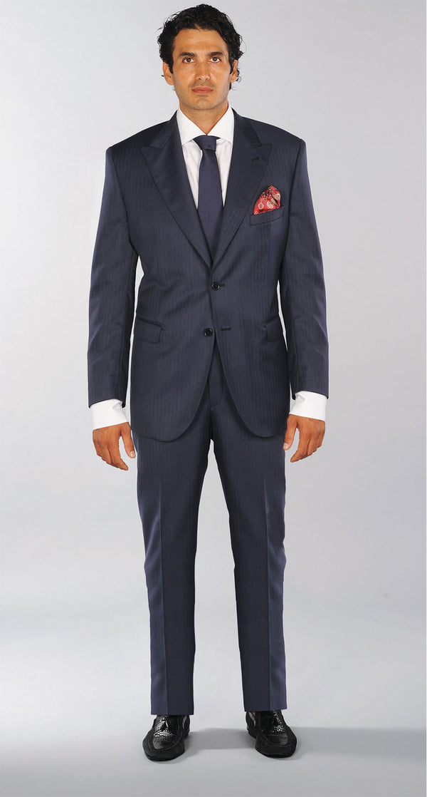 Prussian Blue Herringbone Suit