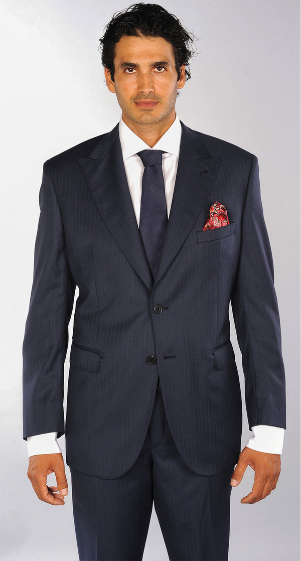 Prussian Blue Herringbone Suit