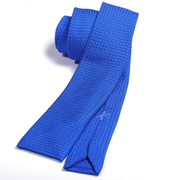Cravatta blu elettrico in garza grossa