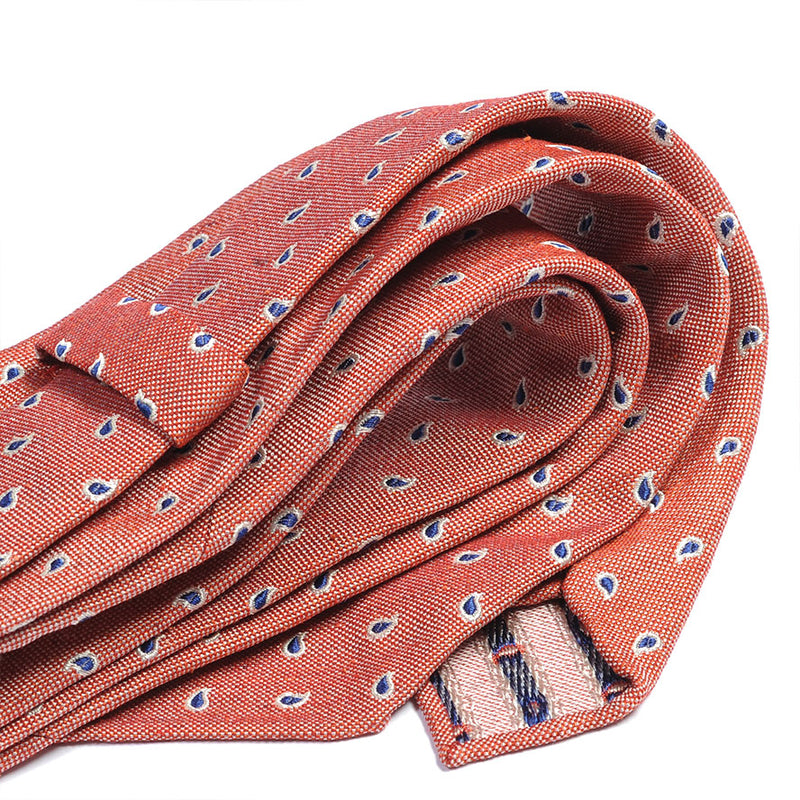 Salmon color tie with cashmere design