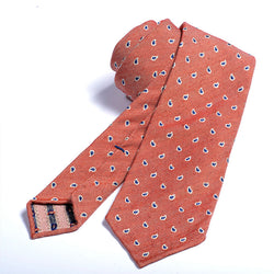 Salmon color tie with cashmere design