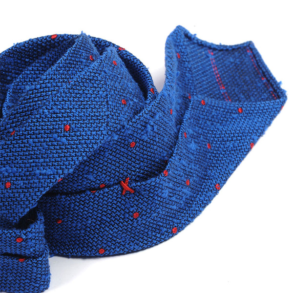Blue tie with shantung gauze polka dots