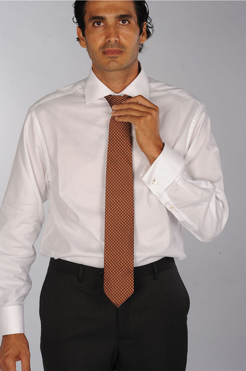 Cravatta black orange in seta fine