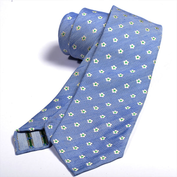 Cravatta 7 pieghe oxford e disegno fiorato
